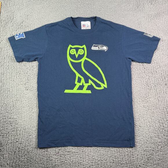 OVO NFL Seattle Seahawks Shirt Mens XS X-Small Blue Graphic Tee Short Sleeve - Picture 2 of 10